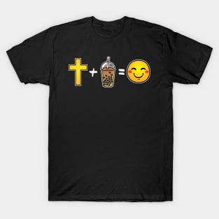 Christ plus Bubble Tea equals happiness Christian T-Shirt